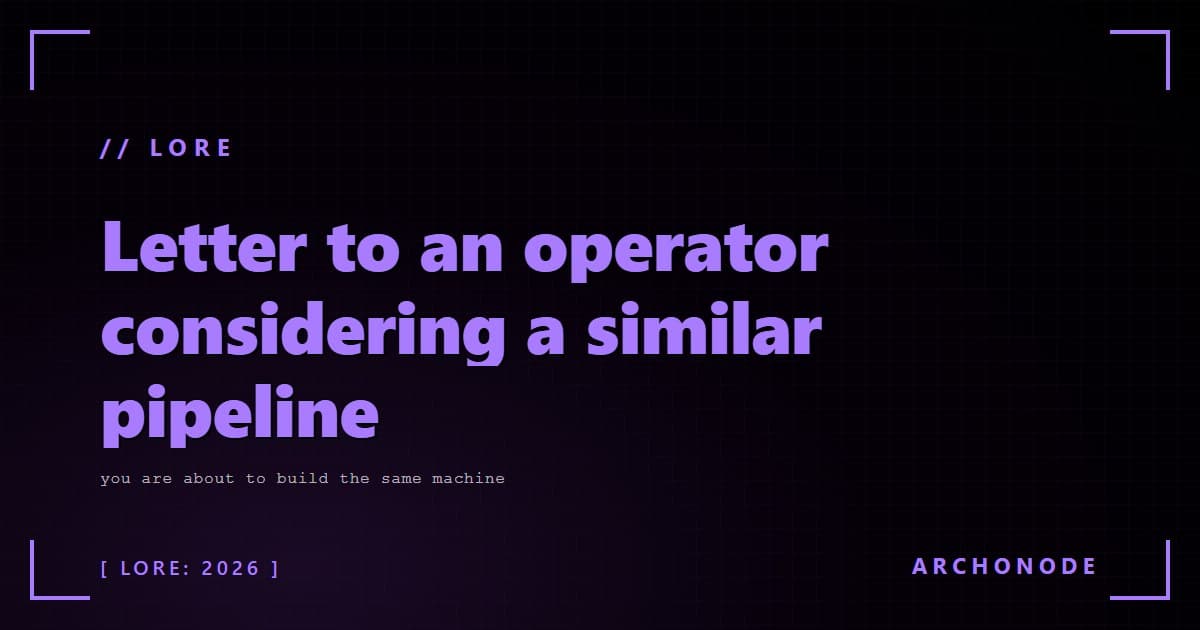 Letter to an operator considering a similar pipeline